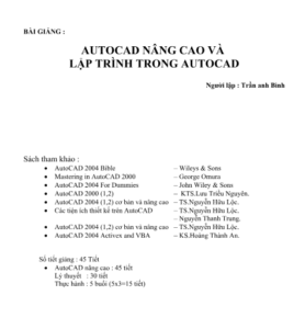 autocad nâng cao và lập trình trong autocad