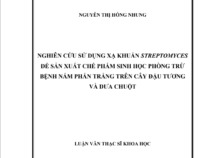 NGHIÊN CỨU SỬ DỤNG XẠ KHUẨN STREPTOMYCES ĐỂ SẢN XUẤT CHẾ PHẨM SINH HỌC PHÒNG TRỪ BỆNH NẤM PHẤN TRẮNG TRÊN CÂY ĐẬU TƯƠNG VÀ DƯA CHUỘT
