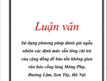 Luận văn Sử dụng phương pháp đánh giá ngẫu nhiên xác định mức sẵn lòng chi trả của cộng đồng để bảo tồn không gian văn hóa cổng làng Mông Phụ, Đường Lâm, Sơn Tây, Hà Nội