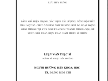 ĐÁNH GIÁ HIỆN TRẠNG, XÁC ĐỊNH TẢI LƯỢNG, NỒNG ĐỘ PHÁT THẢI MỘT SỐ CHẤT Ô NHIỄM MÔI TRƯỜNG KHÍ DO HOẠT ĐỘNG GIAO THÔNG TẠI CỬA NGÕ PHÁI NAM THÀNH PHỐ HÀ NỘI, ĐỀ XUẤT GIẢI PHÁP, BIỆN PHÁP GIẢM THIỂU Ô NHIỄM